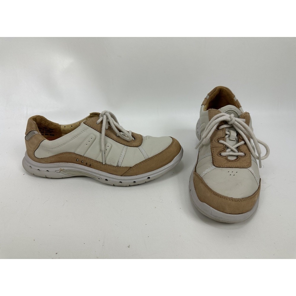 Clarks Unstructured‎ Women Sneakers 7M Beige Tan Leather Lace Up Athletic  85103